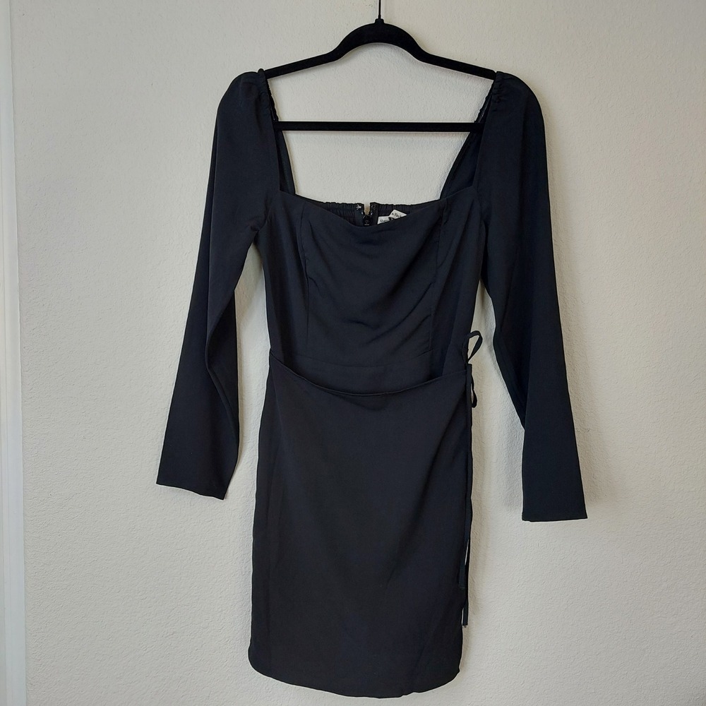 Abercrombie & Fitch Black Long Sleeve Square Neck Smocked Mini Dress‎ Size SP